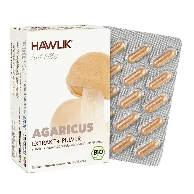 HAWLIK Bio Agaricus Extrakt + Pulver Kapseln - 120