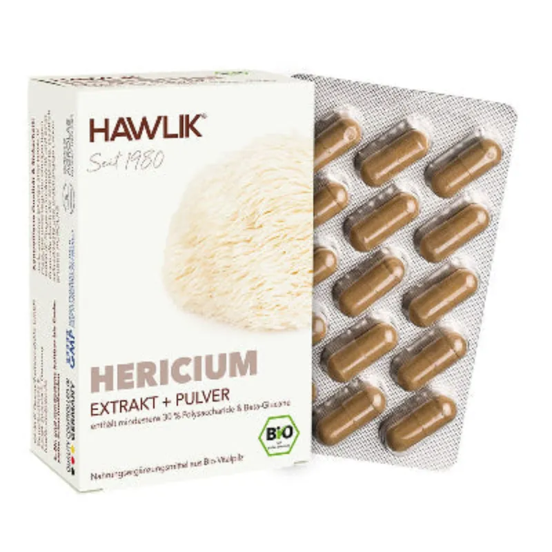 HAWLIK Organic Hericium Extract + Powder Capsules - 120