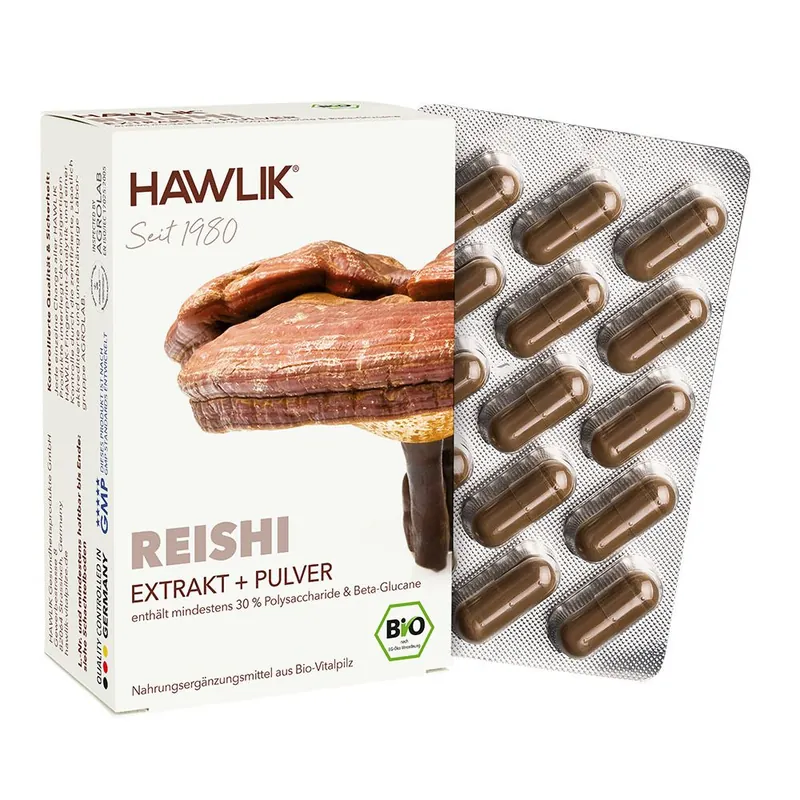 HAWLIK Bio Reishi Extrakt + Pulver Kapseln - 120